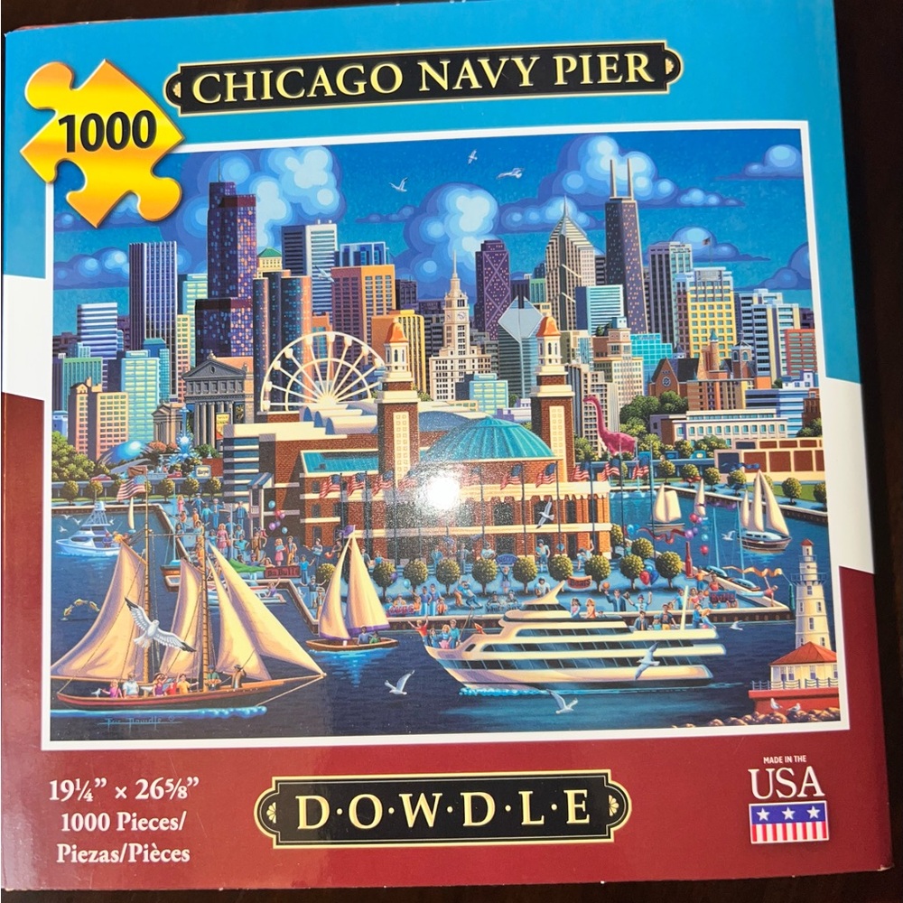 Two Kids Puzzle Set - Colorful Travel America & Chicago Navy Pier